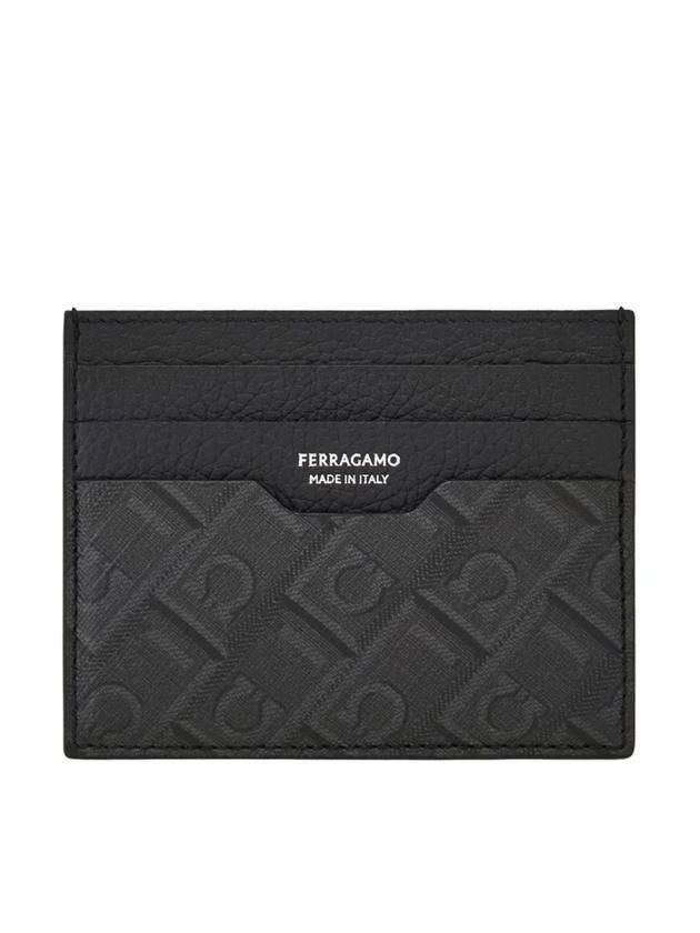 Salvatore Ferragamo Hammered Leather Printed Monogram Card Holder Accessories - SALVATORE FERRAGAMO - BALAAN 1