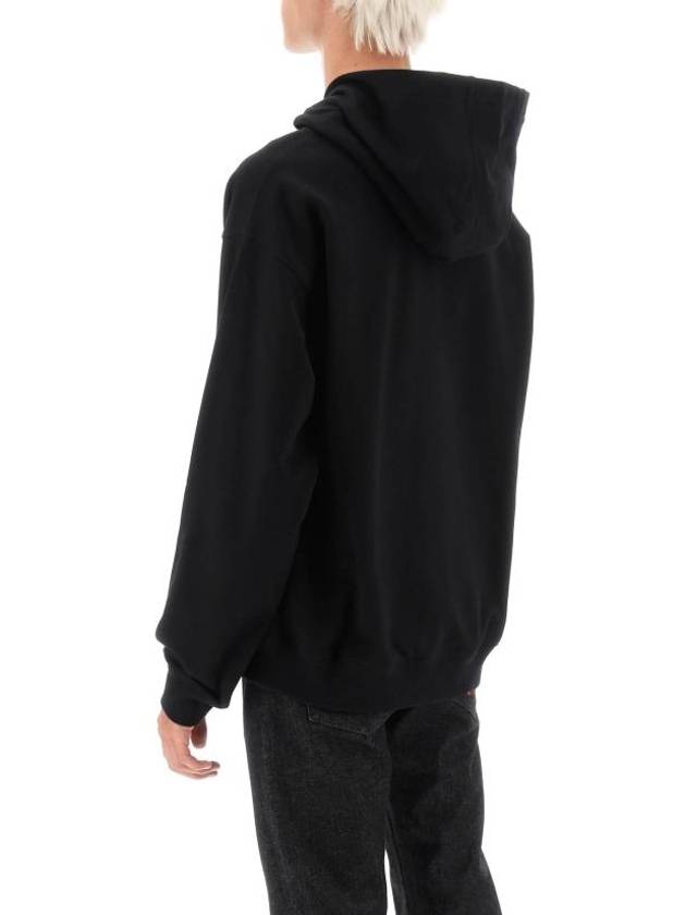 Logo Print Cotton Hoodie Black - VERSACE - BALAAN 4