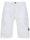 Stretch Satin Cargo Shorts White - CP COMPANY - BALAAN 2