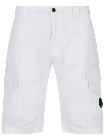 Stretch Satin Cargo Shorts White - CP COMPANY - BALAAN 2