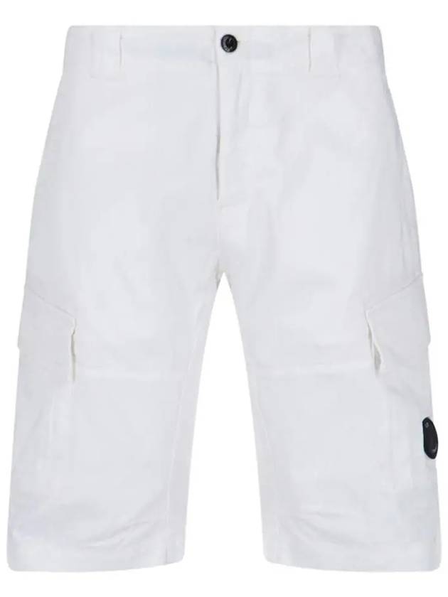 Stretch Satin Cargo Shorts White - CP COMPANY - BALAAN 3