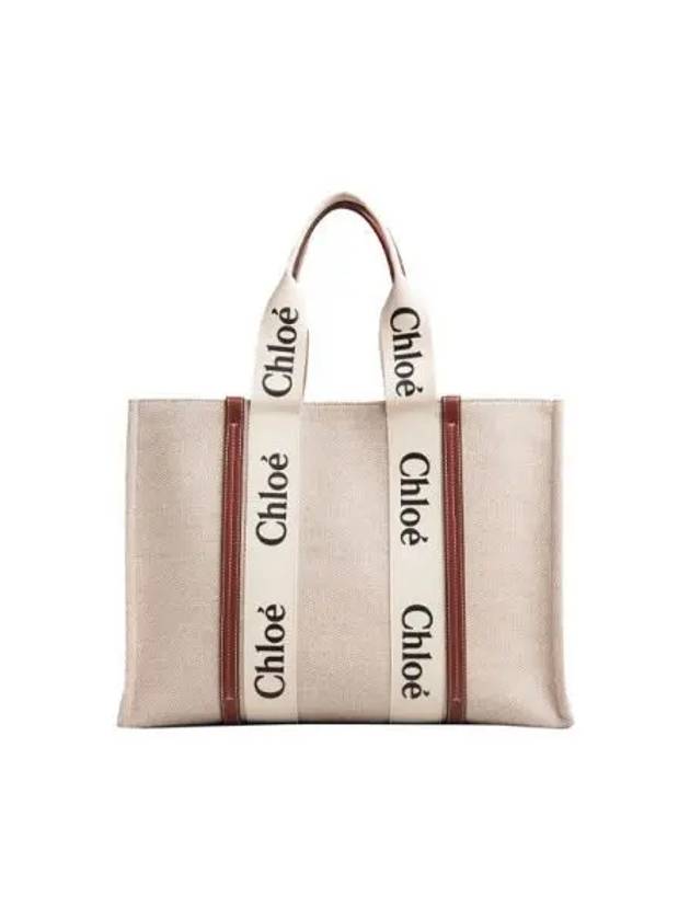 Woody Large Tote Bag White Brown Beige - CHLOE - BALAAN 2