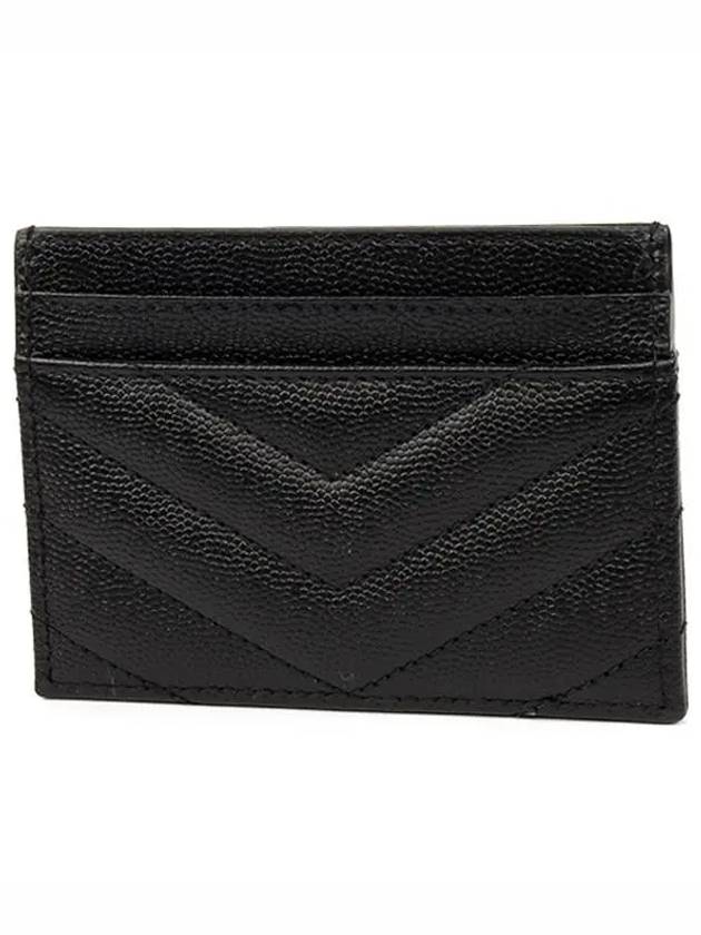 Gold Matelasse Caviar Leather Card Wallet Black - SAINT LAURENT - BALAAN 5