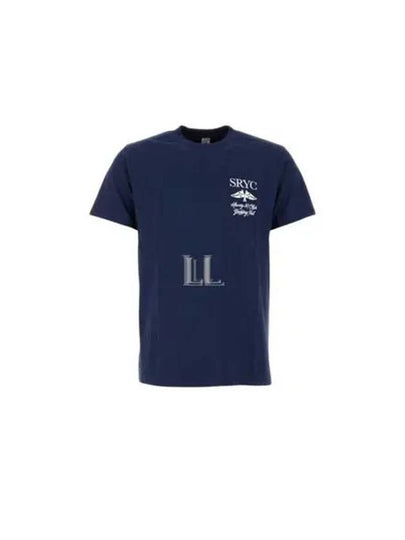 Logo Print Cotton Short Sleeve T-Shirt Navy - SPORTY & RICH - BALAAN 2