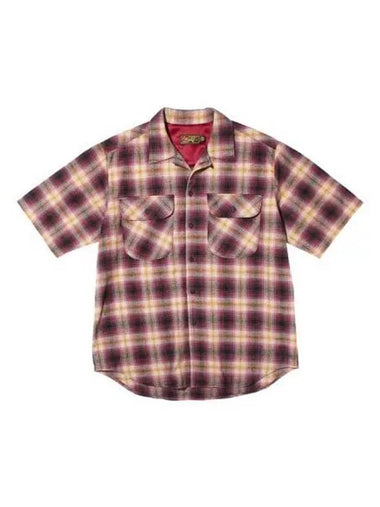 Cosmo Checker Flannel Open Half Shirt Red - OGARP - BALAAN 1