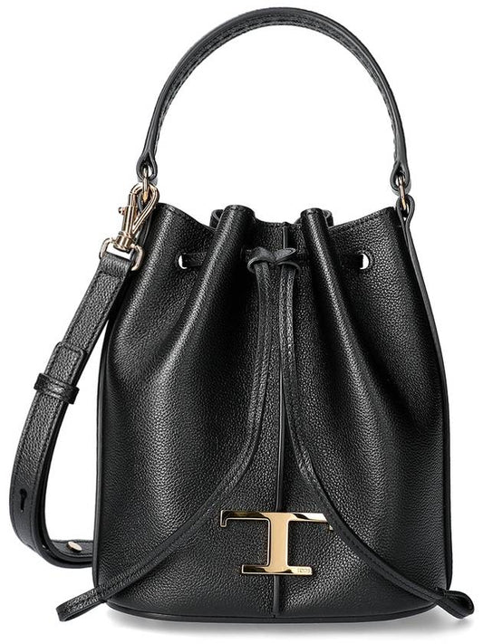 T Timeless Leather Micro Logo Bucket Bag Black - TOD'S - BALAAN 2