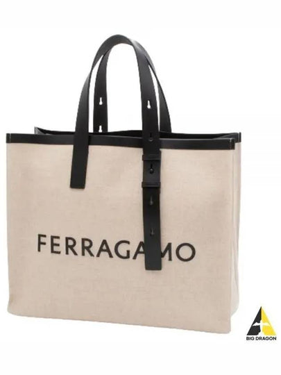 Signature Canvas Tote Bag Natural - SALVATORE FERRAGAMO - BALAAN 2