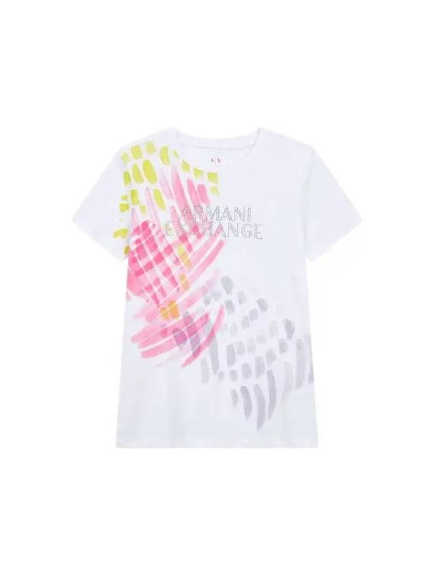 Women s Crystal Logo Print T Shirt White - ARMANI EXCHANGE - BALAAN 1