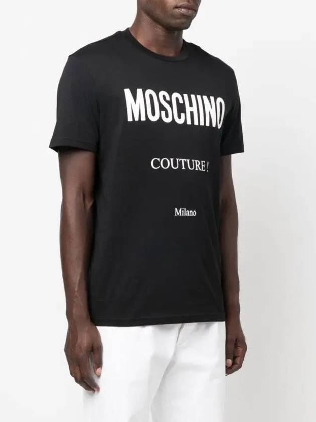 Logo Print Crew Neck Cotton Short Sleeve T-Shirt Black - MOSCHINO - BALAAN 3