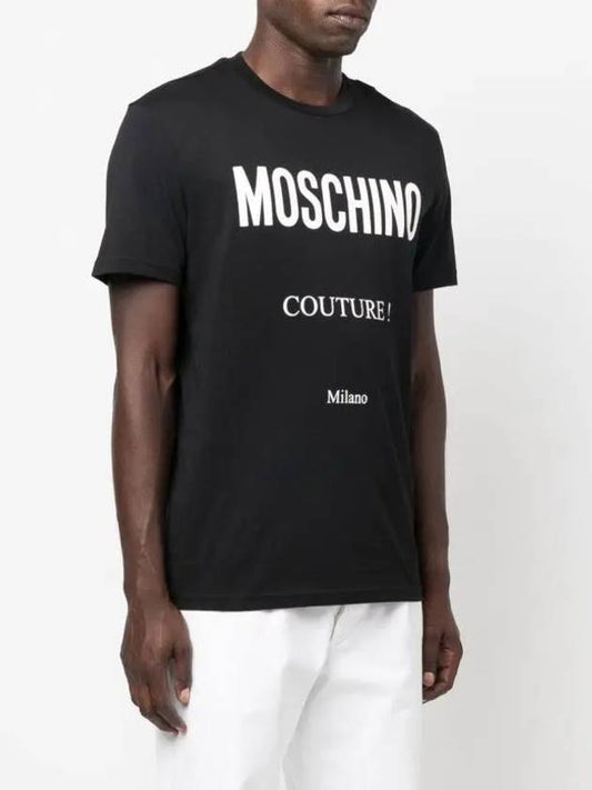 Men's Logo Printing Jersey Cotton Round Black Short Sleeve A07192040 1555 - MOSCHINO - BALAAN 2