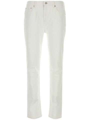 Stretch Denim Slim Fit Jeans White - BURBERRY - BALAAN 1