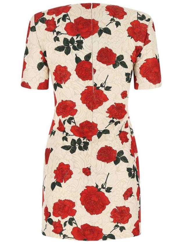 Women's flower pattern midi dress white red - SAINT LAURENT - BALAAN 3