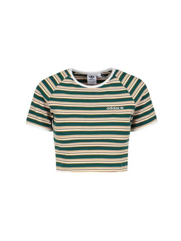 80s Rib Stripe Crop Baby Short Sleeve T Shirt Green - ADIDAS - BALAAN 1