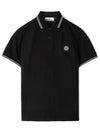 Logo Patch Short Sleeve Polo Shirt Black - STONE ISLAND - BALAAN 2