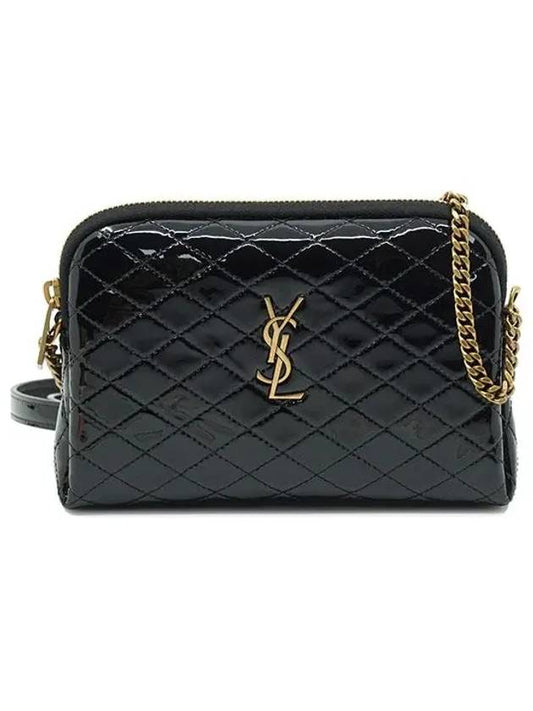 Gaby Quilted Chain Leather Shoulder Bag Black - SAINT LAURENT - BALAAN 2