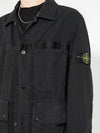 Compass Badge Linen Blend Shirt Jacket Black - STONE ISLAND - BALAAN 10