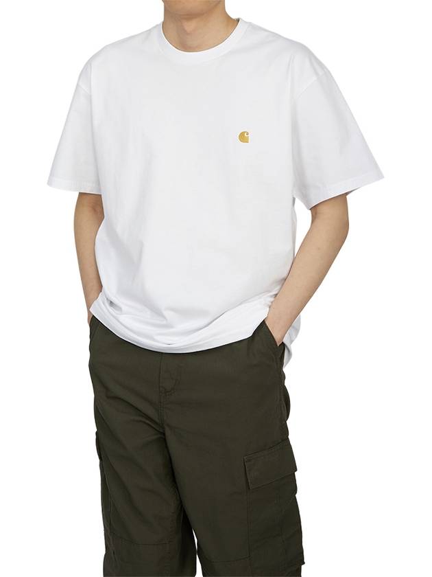 Men's Chase Mini Embroid Logo Short Sleeve T-Shirt White - CARHARTT WIP - BALAAN 6