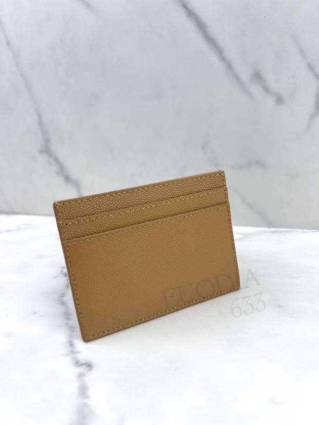 Logo Detail Calfskin Card Wallet Teakwood - SAINT LAURENT - BALAAN 6