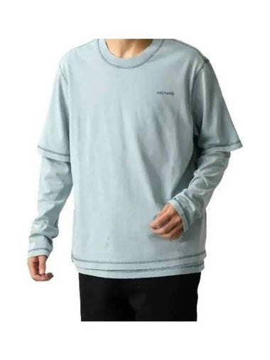 Fade-Out Long Sleeve T-Shirt Light Blue - AMI - BALAAN 1