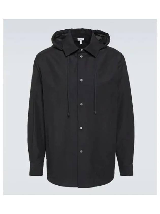 Anagram Overshirt Cotton Hooded Jacket Black - LOEWE - BALAAN 2