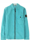 Men's Wappen Patch Chest Pocket Shirt Collar Zip-up Jacket Light Blue - STONE ISLAND - BALAAN 2