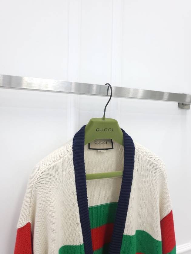 Web Detail Striped Cardigan XL - GUCCI - BALAAN 3