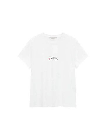 STELLA McCARTNEY Stitched Logo Crewneck T Shirt White - STELLA MCCARTNEY - BALAAN 1