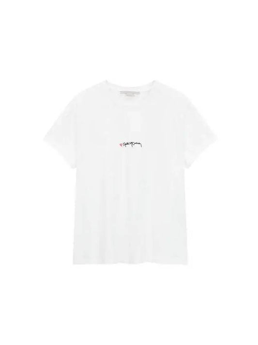 STELLA McCARTNEY Stitched Logo Crewneck T Shirt White - STELLA MCCARTNEY - BALAAN 1