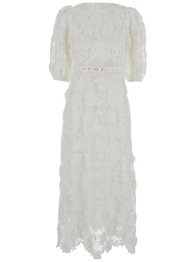 White Long Dress With Off-Shoulders In Lace Woman - ZIMMERMANN - BALAAN 1