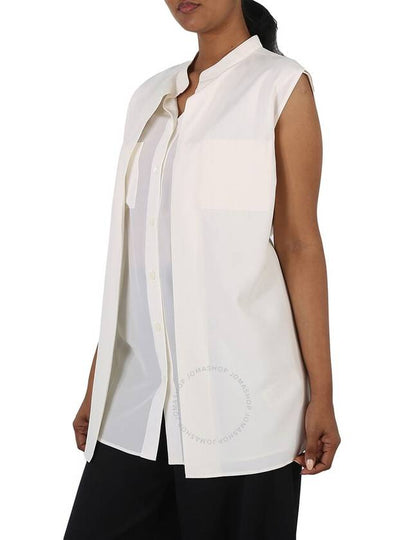 Burberry Neutral White Suziesl Crepe De Chine Logo Detail Sleeveless Silk Shirt, Brand Size 8 (US Size 6) - BURBERRY - BALAAN 2