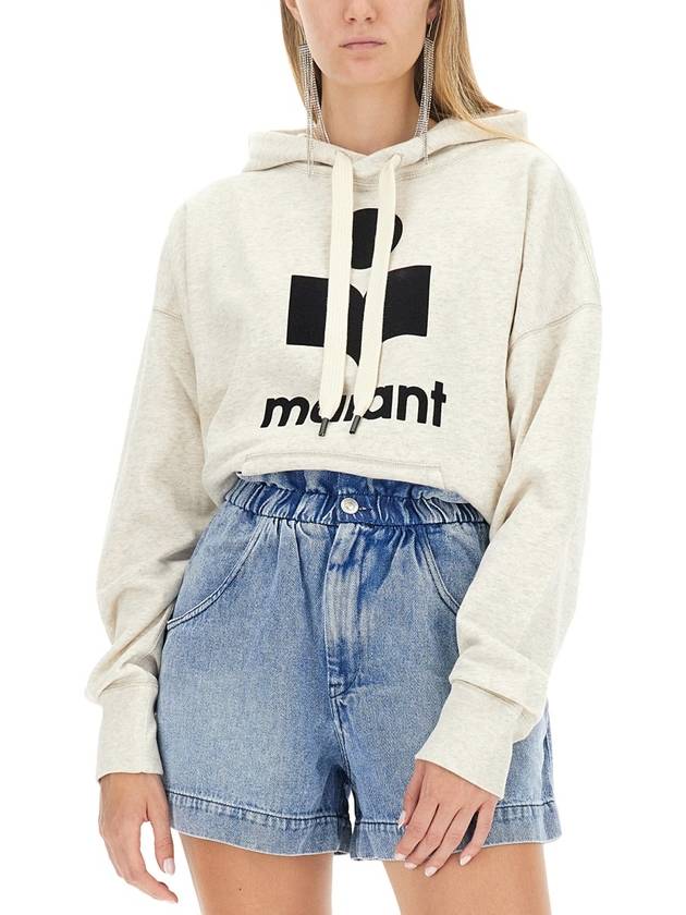 Mansel Logo Cotton Hoodie Ecru - ISABEL MARANT ETOILE - BALAAN 4