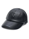 Embroidered Logo Leather Baseball Cap Black - JW ANDERSON - BALAAN 3