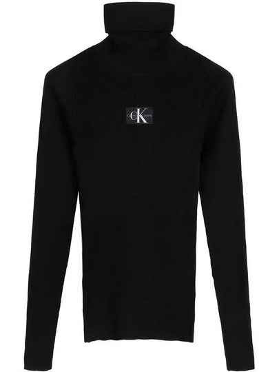 Embroidered Logo Turtleneck Black - CALVIN KLEIN - BALAAN 2