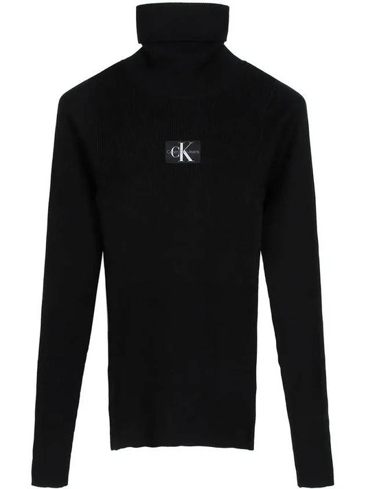 Embroidered Logo Turtleneck Black - CALVIN KLEIN - BALAAN 2