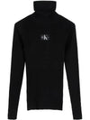 Embroidered Logo Turtleneck Black - CALVIN KLEIN - BALAAN 4