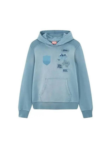 Men s Multi Logo Waffen Hooded Sweatshirt Mint - DIESEL - BALAAN 1