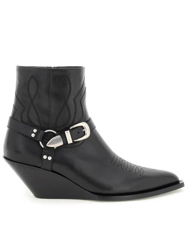 Moon Harness Calfskin Zip-Up Ankle Boots Black - CELINE - BALAAN 2