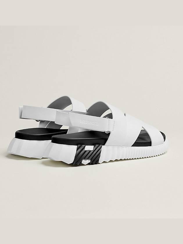 Sports Plain Leather Sandals White - HERMES - BALAAN 4