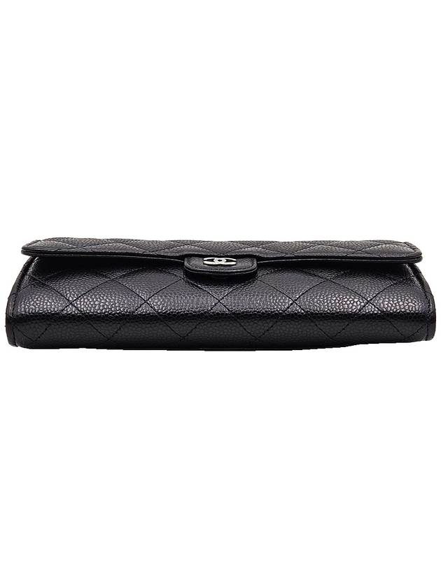 Chanel AP0241 Black Caviar Silver CC Logo Classic Long Flap Wallet - CHANEL - BALAAN 6