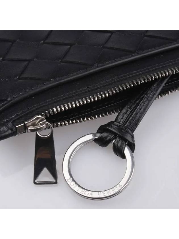 Intrecciato Zipper Single Card Wallet Black - BOTTEGA VENETA - BALAAN 3