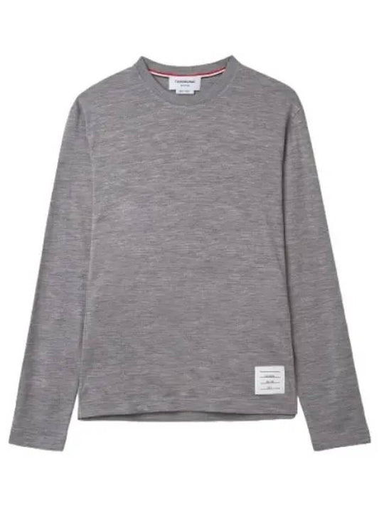 Side diagonal detail long sleeve t shirt gray - THOM BROWNE - BALAAN 1