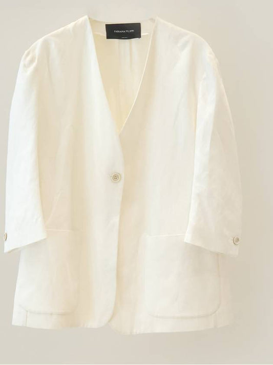 Women s No collar V Jacket White GCD274F806D672 - FABIANA FILIPPI - BALAAN 1