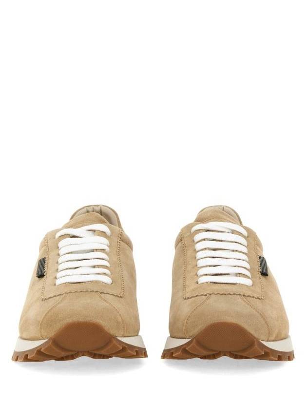 Chain Suede Low Top Sneakers Beige - BRUNELLO CUCINELLI - BALAAN 6