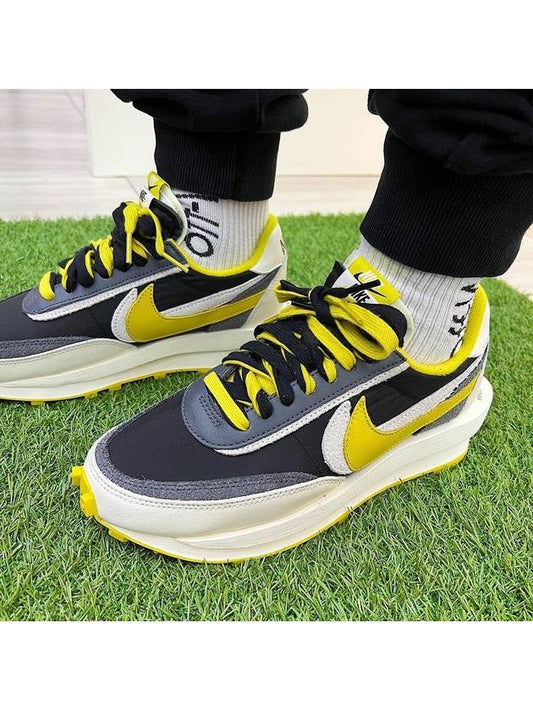 LD Waffle Low Top Sneakers Black Bright Citron - NIKE - BALAAN.