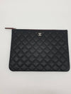 Medium Classic Clutch Bag Caviar Leather & Silver Black - CHANEL - BALAAN 3