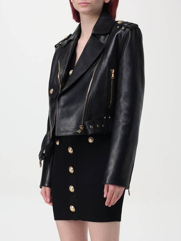 Biker Belted Leather Jacket Black - BALMAIN - BALAAN 5