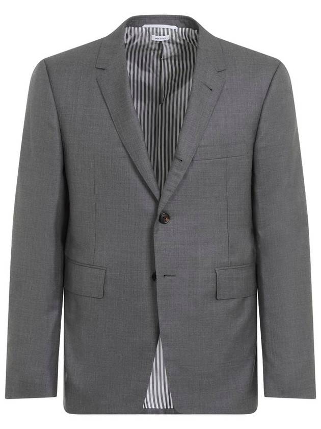 Super 120S Wool Twill Single Breasted Classic Jacket Grey - THOM BROWNE - BALAAN 2