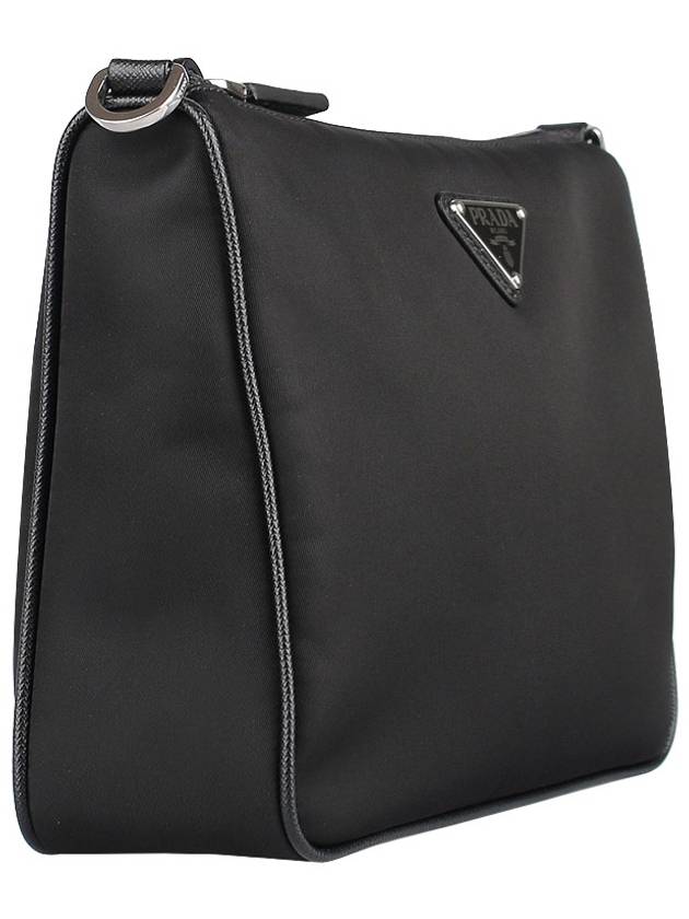 Triangle Logo Re-Nylon Saffiano Leather Shoulder Bag Black - PRADA - BALAAN 5