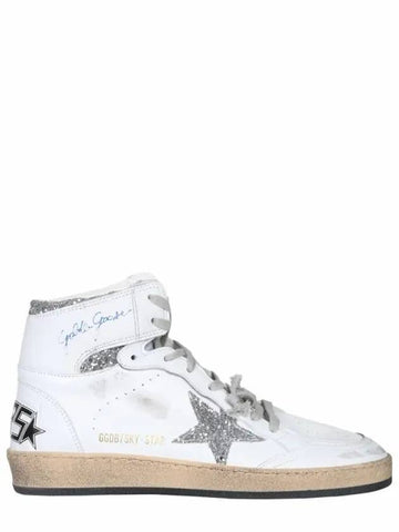 Sky Star Glitter Logo High Top Sneakers White - GOLDEN GOOSE - BALAAN 1