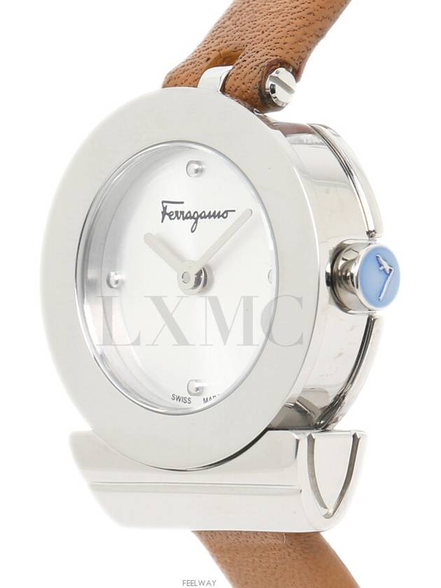 Ferragamo Ganzio Gancini watch brown leather silver plate - SALVATORE FERRAGAMO - BALAAN 7